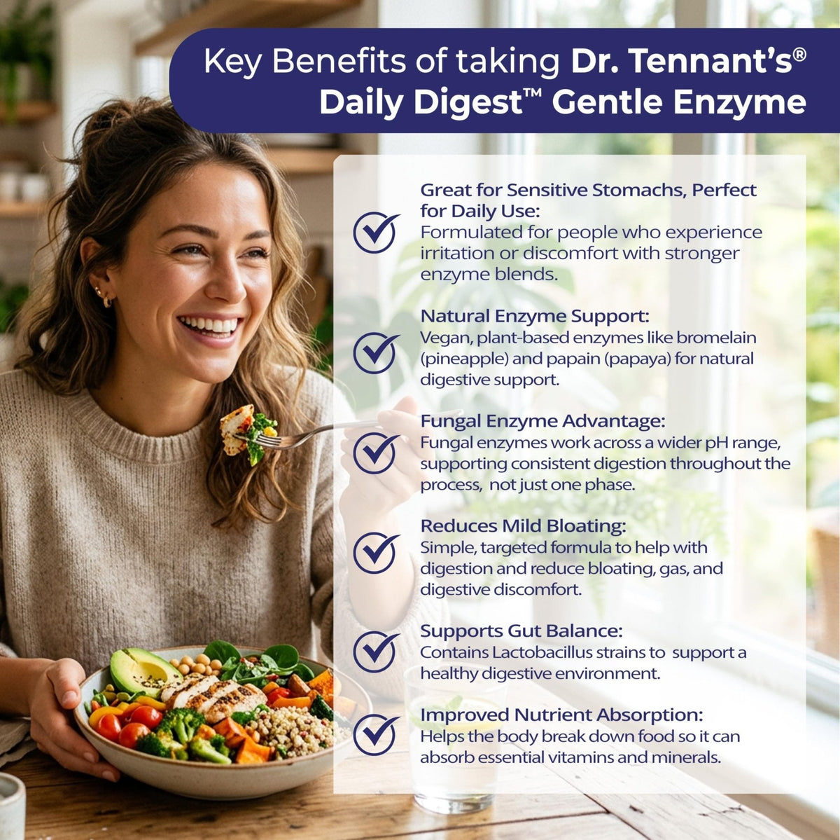 Dr. Tennant's Digestive Enzymes with Bromelain, Papain and Lipase - Bloating Relief and Gas Support for Sensitive Stomachs, Vegan, 27-Enzyme Blend, - PrimeBioHealth - canada supplements