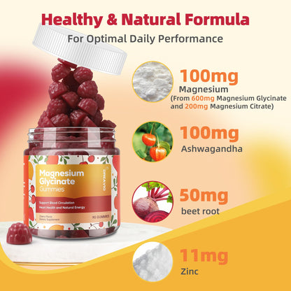 DREAVIO 90 Count Magnesium Glycinate Gummies w/Ashwagandha Supplement - Sugar Free Zinc Magnesium Glycinate - PrimeBioHealth - canada supplements