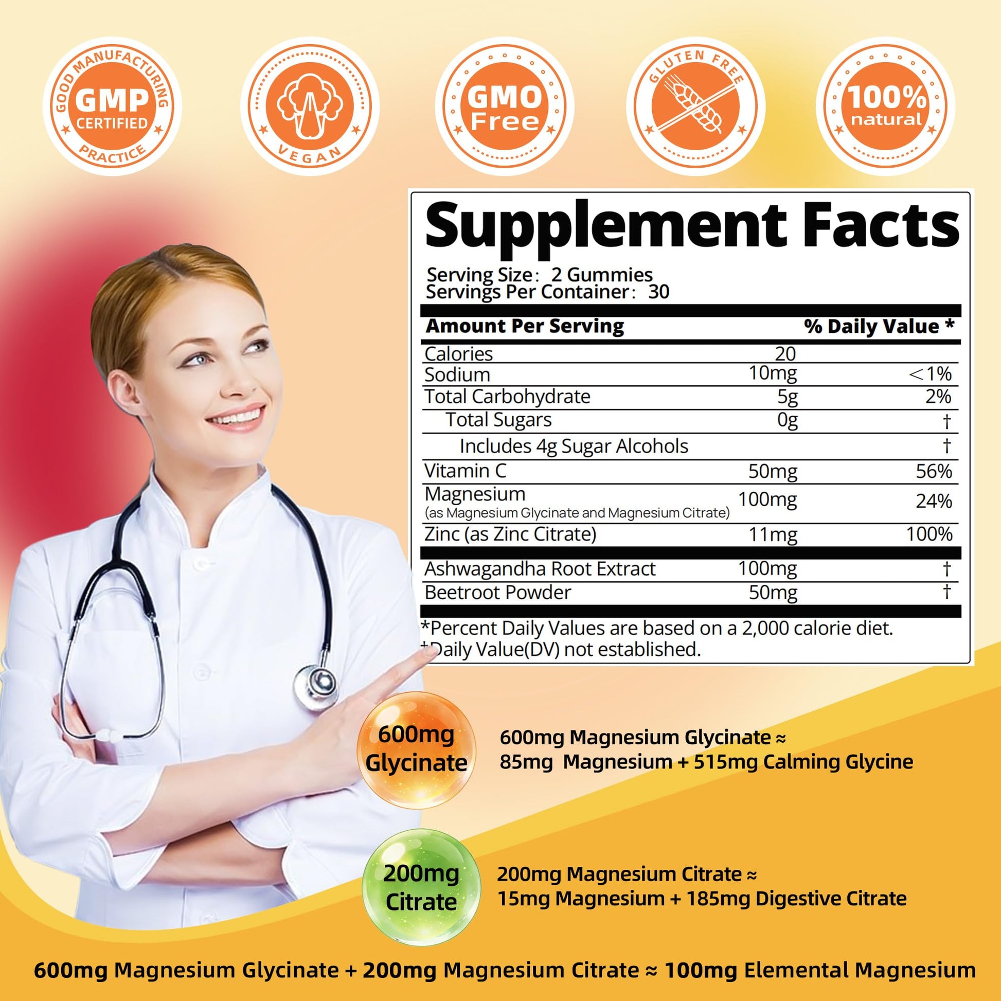 DREAVIO 90 Count Magnesium Glycinate Gummies w/Ashwagandha Supplement - Sugar Free Zinc Magnesium Glycinate - PrimeBioHealth - canada supplements