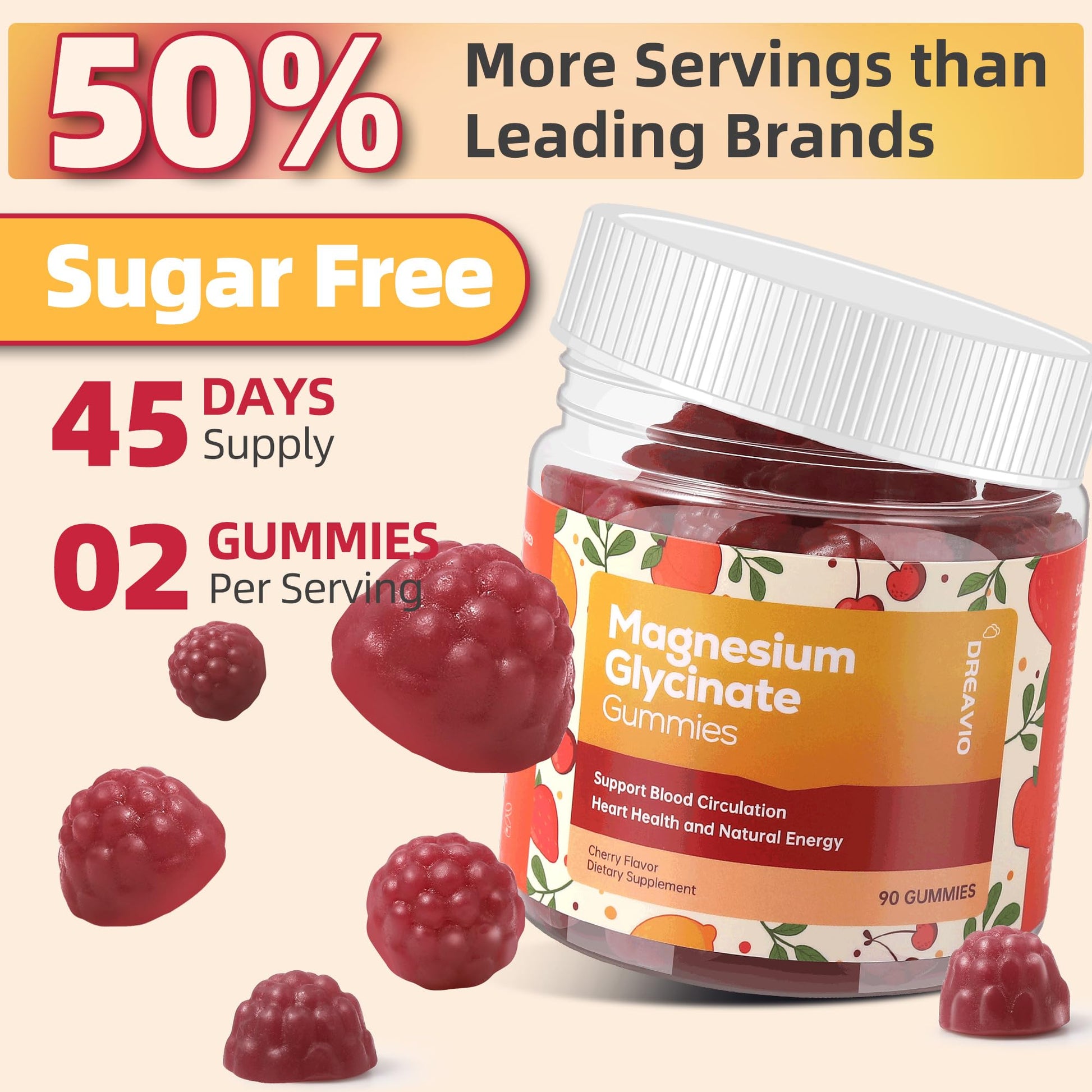 DREAVIO 90 Count Magnesium Glycinate Gummies w/Ashwagandha Supplement - Sugar Free Zinc Magnesium Glycinate - PrimeBioHealth - canada supplements