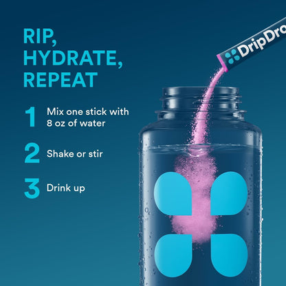 DripDrop Hydration Packets - Bold Variety Pack - Single Serve Electrolytes Powder Drink Mix - Watermelon, Berry, Lemon, Orange - PrimeBioHealth - canada supplements