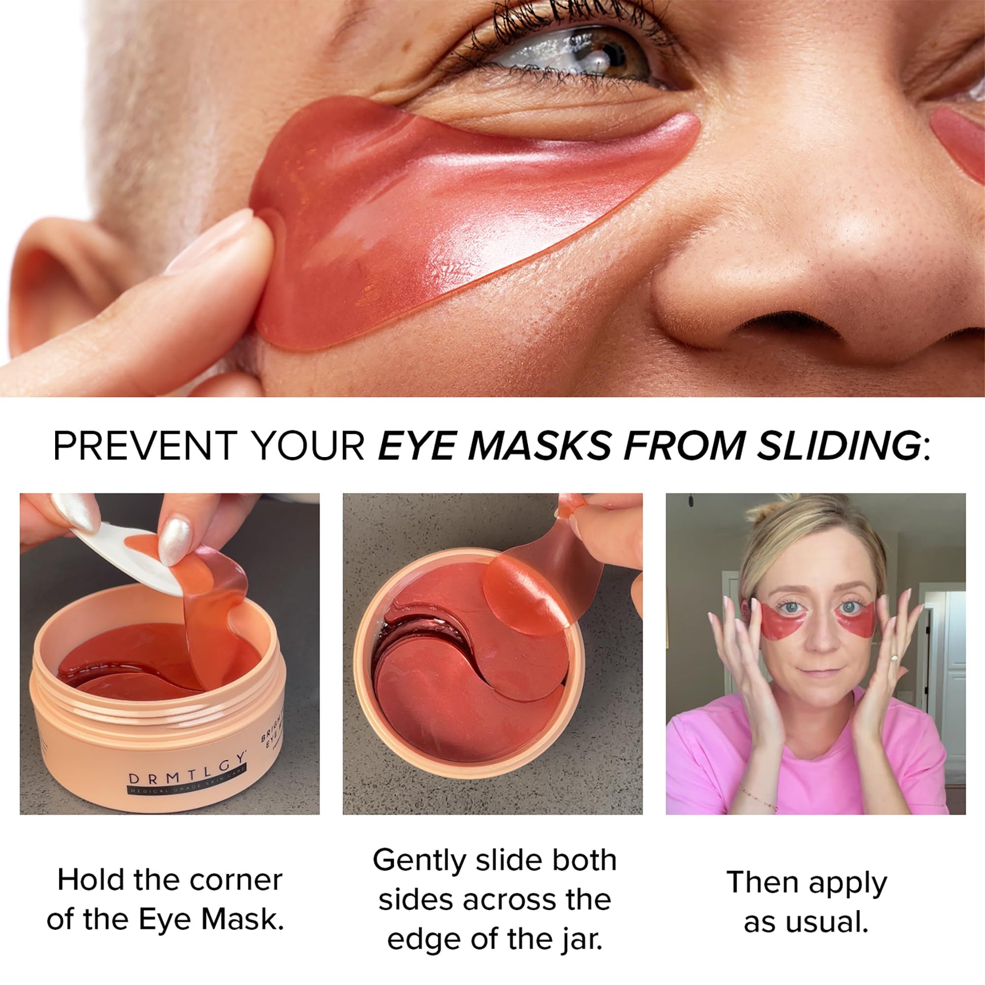 DRMTLGY Brightening Eye Masks – Biodegradable Hydrogel Under Eye Patches with Caffeine, Peptides, Hyaluronic Acid & Niacinamide - PrimeBioHealth - canada supplements