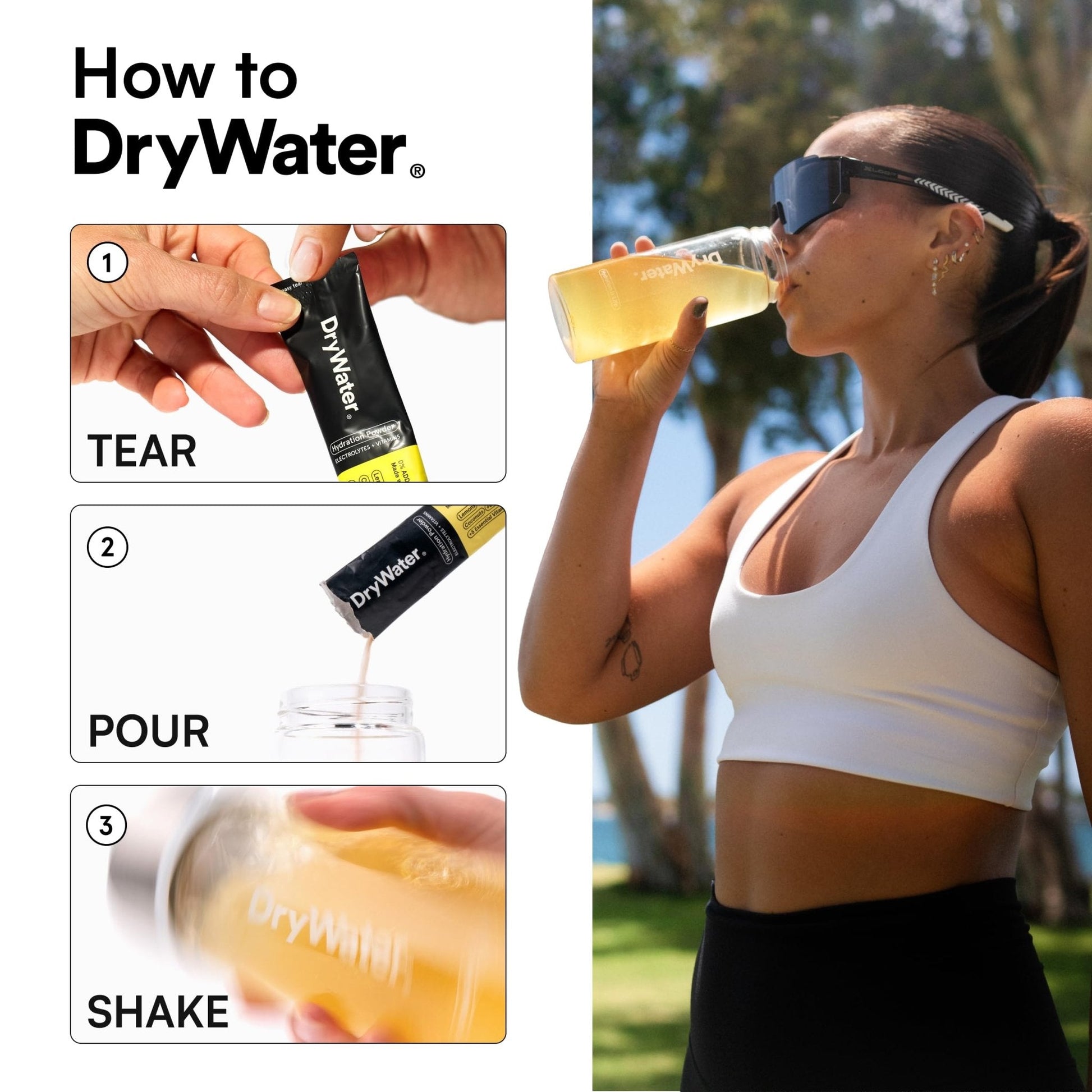 DryWater Electrolyte Powder Packets, Lemon Lime - Hydration Packets Drink Mix with Zero Added Sugar for Rehydration & Energy - 6 Key Electrolytes - PrimeBioHealth - canada supplements