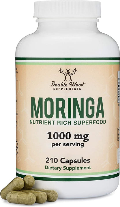 DWS Organic Moringa Capsules 1000mg - Pure Moringa Powder for Energy & Immune Support - Green Superfood Rich in Antioxidants - PrimeBioHealth - canada supplements