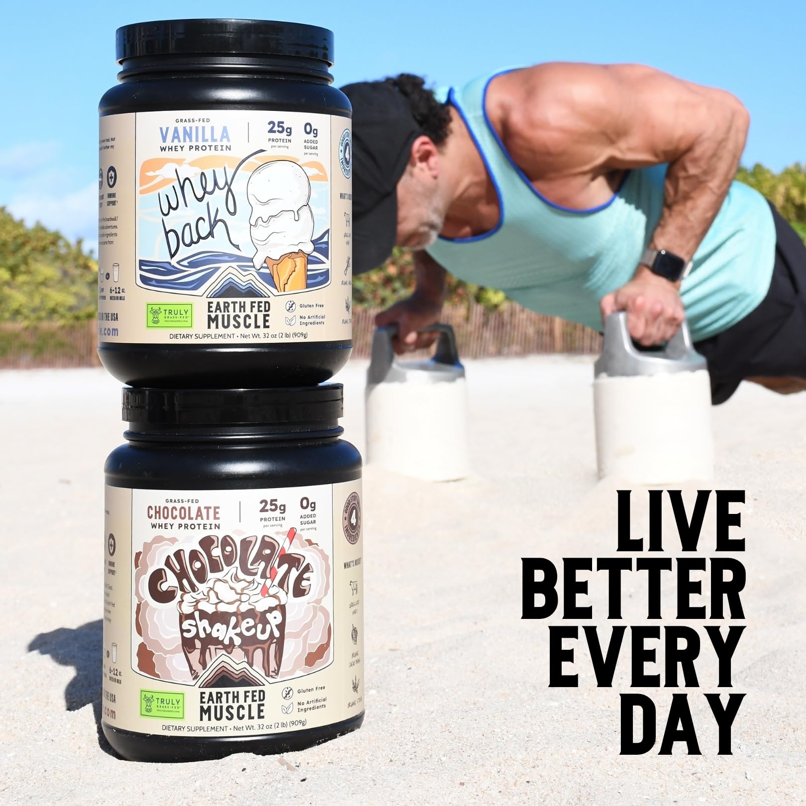 Earth Fed Muscle Whey Back Irish Grass Fed Whey Protein Isolate, Third-Party Certified. 25g Protein, Vanilla - Non-GMO, Hormone Free, Soy Free, Gluten Free - 2 LB, 29 Servings - PrimeBioHealth - canada supplements