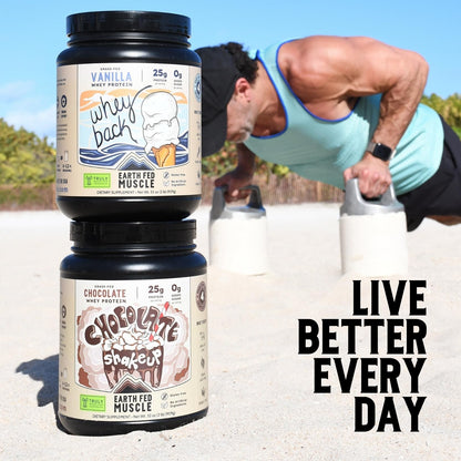 Earth Fed Muscle Whey Back Irish Grass Fed Whey Protein Isolate, Third-Party Certified. 25g Protein, Vanilla - Non-GMO, Hormone Free, Soy Free, Gluten Free - 2 LB, 29 Servings - PrimeBioHealth - canada supplements
