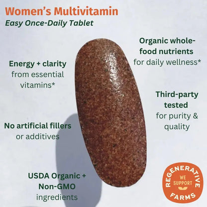 EarthFirst Organic Women’s Multi Once Daily, Women's Multivitamin, Iron, Vitamin B12 & More, 19 Vitamins from Herbs & Superfoods, 30 Count - PrimeBioHealth - canada supplements