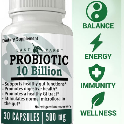 East Park Research d-Lenolate Probiotic Supplement | Probiotic 10 Billion CFUs Supports Gut & Digestive Health | Dietary Supplement Probiotics - PrimeBioHealth - canada supplements
