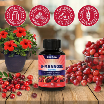 EAZGOO D-Mannose Supplement – 1000mg Capsules with Cranberry, Vitamin C, Hibiscus & Dandelion Extract, Support Urinary Health, D Mannose & Cranberry Capsules, 90 Count(Pack of 2) - PrimeBioHealth - canada supplements