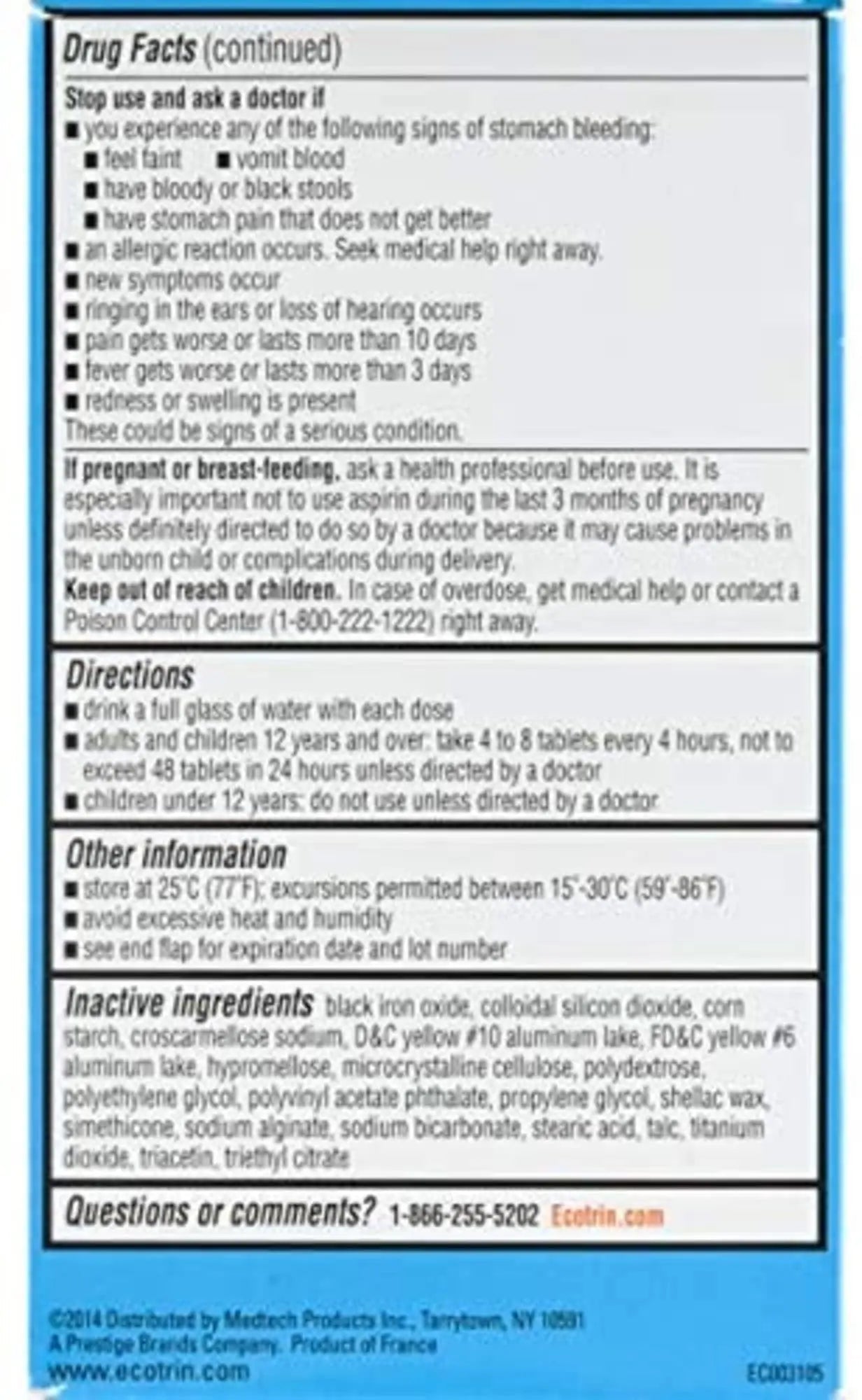 Ecotrin Low Strength Aspirin Arthritis Pain Relief, Safety Coated 81mg Aspirin Tablets for Arthritis, Toothache & Headache Relief, 365 Count - PrimeBioHealth - canada supplements