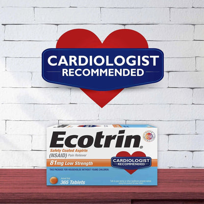 Ecotrin Low Strength Safety Coated Aspirin, NSAID 81mg, 45 count - PrimeBioHealth - canada supplements