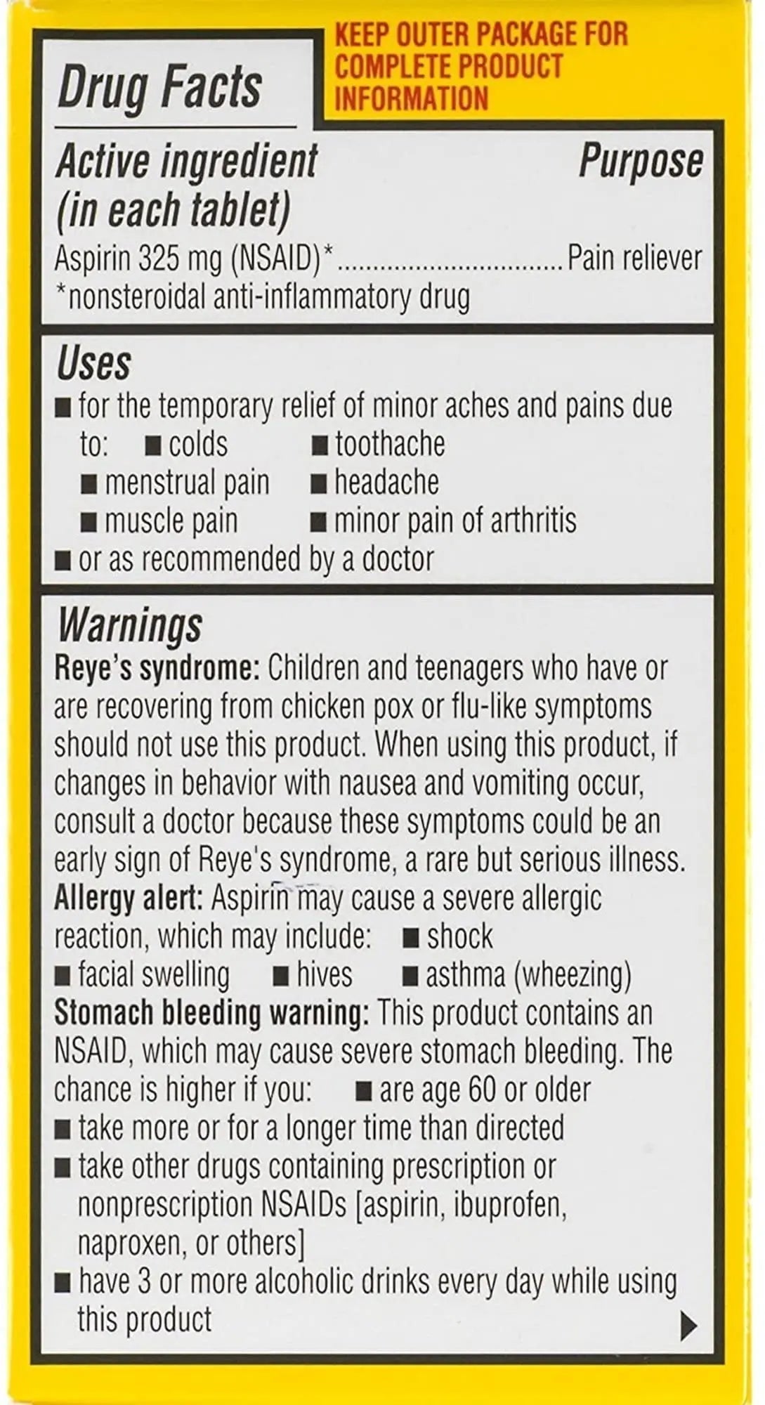 Ecotrin Regular Strength 325mg Aspirin Safetey Coated Tablets, Arthritis, Toothache & Headache Relief Designed to Protect the Stomach, 125 Count - PrimeBioHealth - canada supplements