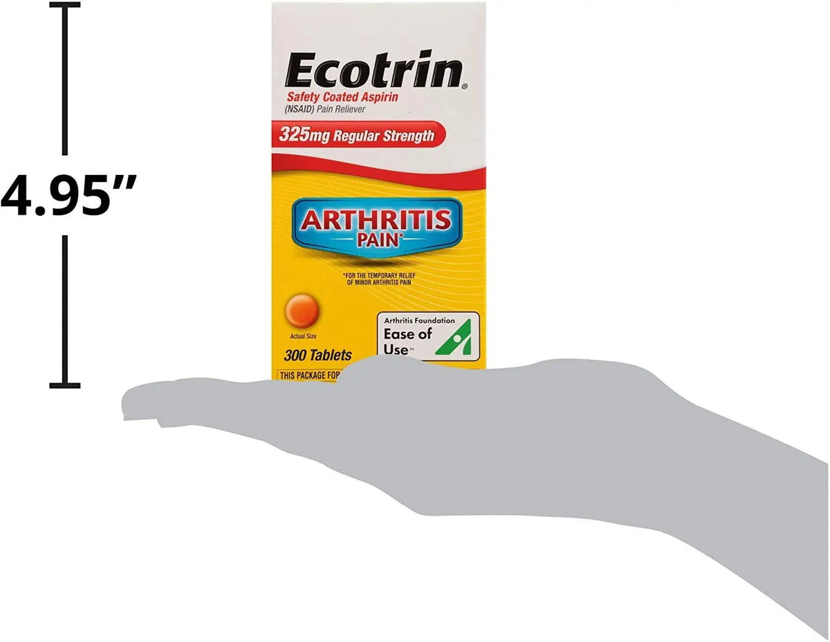 Ecotrin Regular Strength Safety Coated Aspirin | Arthritis Pain | 300 Tablets (2 Pack) - PrimeBioHealth - canada supplements