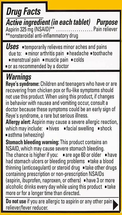 Ecotrin Safety Coated Aspirin Arthritis Pain Reliever Tablets, Regular Strength, NSAID 325 mg, 125 ct (Pack of 2) - PrimeBioHealth - canada supplements