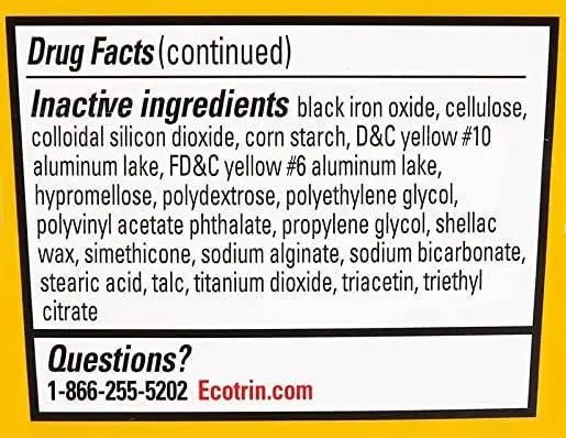 Ecotrin Safety Coated Aspirin Arthritis Pain Reliever Tablets, Regular Strength, NSAID 325 mg, 125 ct (Pack of 2) - PrimeBioHealth - canada supplements