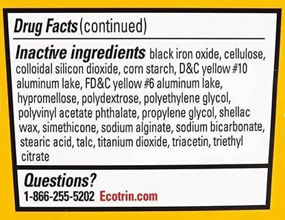 Ecotrin Safety Coated Aspirin Arthritis Pain Reliever Tablets, Regular Strength, NSAID 325 mg, 125 ct (Pack of 2) - PrimeBioHealth - canada supplements