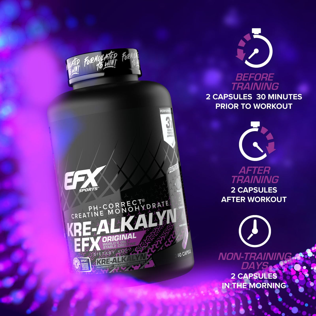 EFX Sports Kre-Alkalyn EFX | pH Correct Creatine Monohydrate Pill Supplement | Strength, Muscle Growth & Performance | 120 Servings, 240 Capsules - PrimeBioHealth - canada supplements