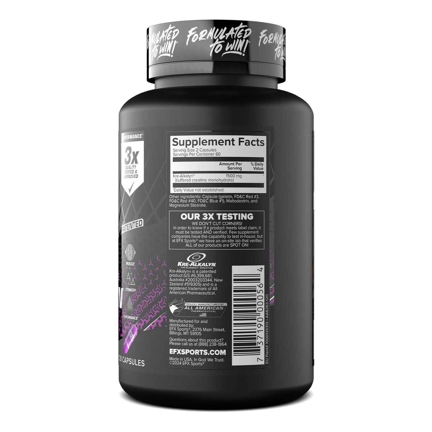EFX Sports Kre-Alkalyn EFX | pH Correct Creatine Monohydrate Pill Supplement | Strength, Muscle Growth & Performance - PrimeBioHealth - canada supplements