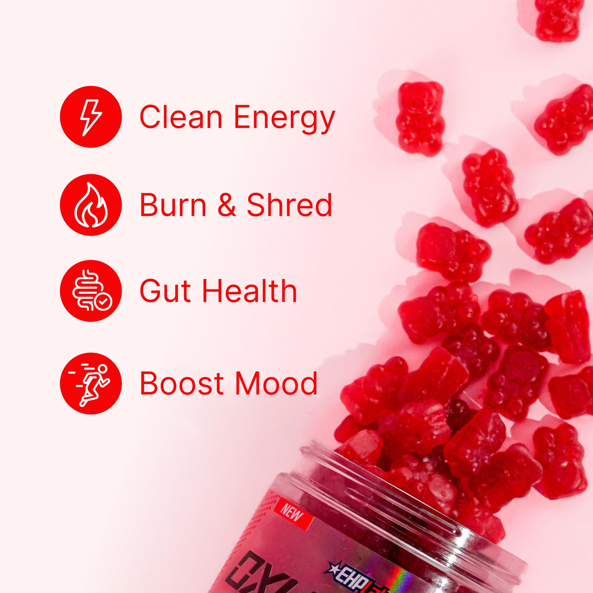 EHP Labs OxyShred Gummies - Pre Workout Gummies & Energy Chews with 100mg Caffeine, L-Carnitine for Thermo & Metabolic Support, All Natural Energy Boost - PrimeBioHealth - canada supplements