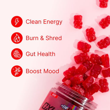 EHP Labs OxyShred Gummies - Pre Workout Gummies & Energy Chews with 100mg Caffeine, L-Carnitine for Thermo & Metabolic Support, All Natural Energy Boost - PrimeBioHealth - canada supplements