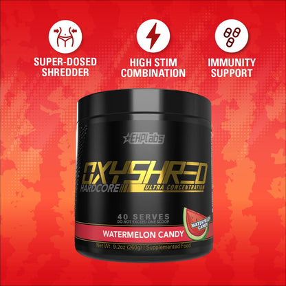 EHP Labs OxyShred Hardcore Super Dosed Pre Workout Powder - Preworkout Powder with L Glutamine & Acetyl L Carnitine, Energy Boost Drink - 275mg of Caffeine - PrimeBioHealth - canada supplements