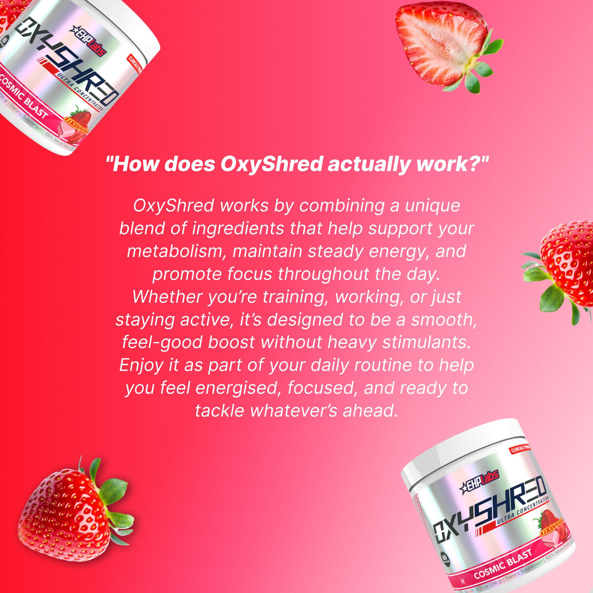 EHP Labs OxyShred Pre Workout Powder - Preworkout Powder with L Glutamine & Acetyl L Carnitine, Energy Boost Drink - Cosmic Blast, 60 Servings - PrimeBioHealth - canada supplements