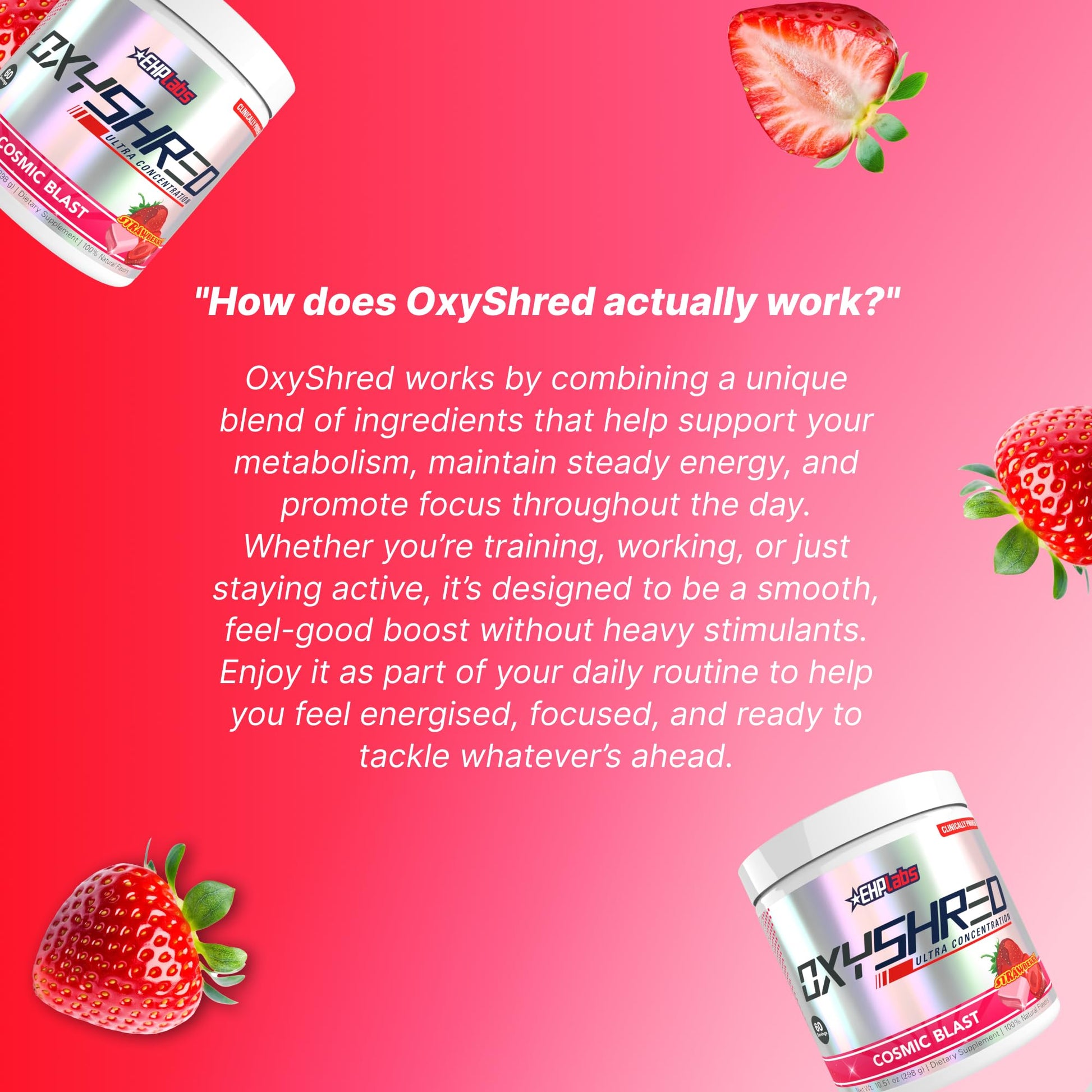EHP Labs OxyShred Pre Workout Powder - Preworkout Powder with L Glutamine & Acetyl L Carnitine, Energy Boost Drink - Cosmic Blast, 60 Servings - PrimeBioHealth - canada supplements