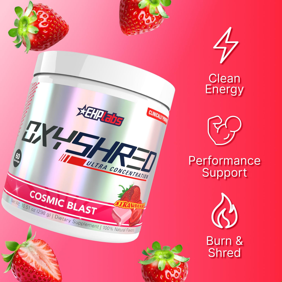 EHP Labs OxyShred Pre Workout Powder - Preworkout Powder with L Glutamine & Acetyl L Carnitine, Energy Boost Drink - Cosmic Blast, 60 Servings - PrimeBioHealth - canada supplements