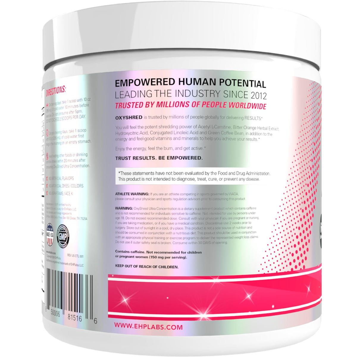 EHP Labs OxyShred Pre Workout Powder - Preworkout Powder with L Glutamine & Acetyl L Carnitine, Energy Boost Drink - Cosmic Blast, 60 Servings - PrimeBioHealth - canada supplements