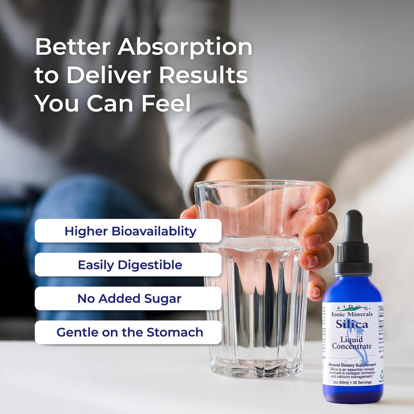 Eidon Liquid Silica Mineral Concentrate - Silica Supplement for Hair, Skin, and Nails, Supplement Drops to Support Collagen Production & Hair Loss - PrimeBioHealth - canada supplements