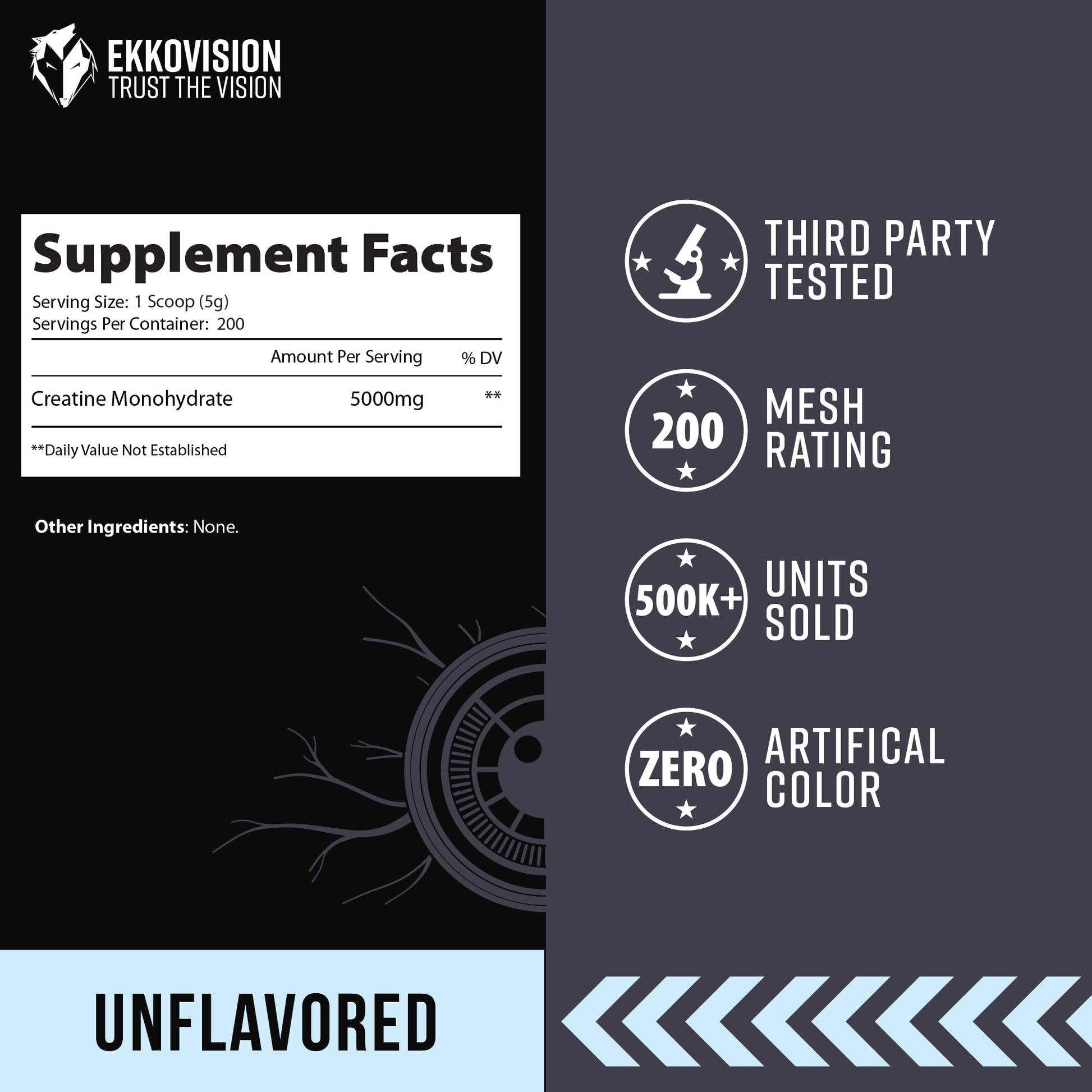 Ekkovision Creatine Monohydrate Powder, Micronized, Unflavored, Pre Workout & Post Workout Supplement for Men and Women, Energy Support, Easy to Mix in Shakes - PrimeBioHealth - canada supplements