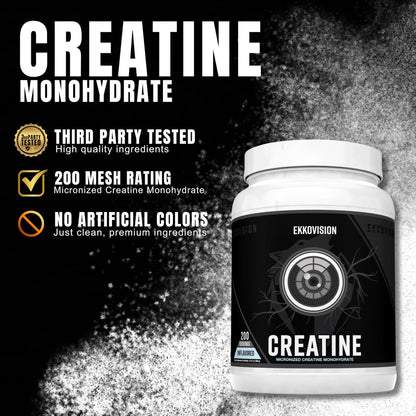 Ekkovision Creatine Monohydrate Powder, Micronized, Unflavored, Pre Workout & Post Workout Supplement for Men and Women, Energy Support, Easy to Mix in Shakes - PrimeBioHealth - canada supplements