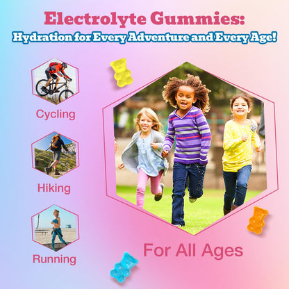 Electrolyte Gummies Sugar Free | Electrolyte Hydration Energy Gummies for Running & Sports - Energy Chews with Calcium & Vitamin C for Kids & Adults, - PrimeBioHealth - canada supplements