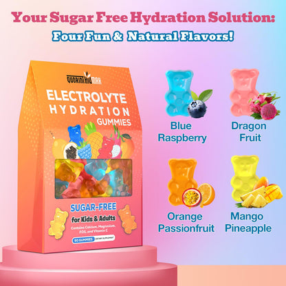 Electrolyte Gummies Sugar Free | Electrolyte Hydration Energy Gummies for Running & Sports - Energy Chews with Calcium & Vitamin C for Kids & Adults, - PrimeBioHealth - canada supplements