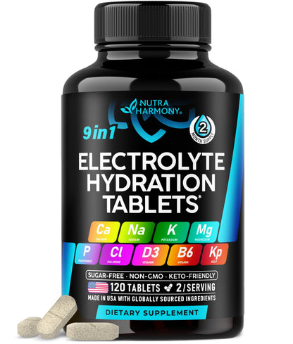 Electrolytes - Electrolyte Tablets with Magnesium, Sodium, Potassium, Chloride, Vitamins D3 & B6, Kelp Powder - Salt Pills - Made in USA - PrimeBioHealth - canada supplements
