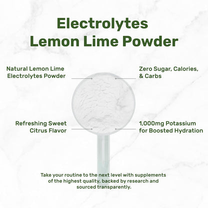 Electrolytes Powder, 1lb (69 Servings) – No Sugar, Lemon Lime – Hydration Supplement Drink Mix – High Potassium 1,000mg Per Serving, Manganese & Magnesium – Natural Hydration & Energy – Keto Friendly - PrimeBioHealth - canada supplements