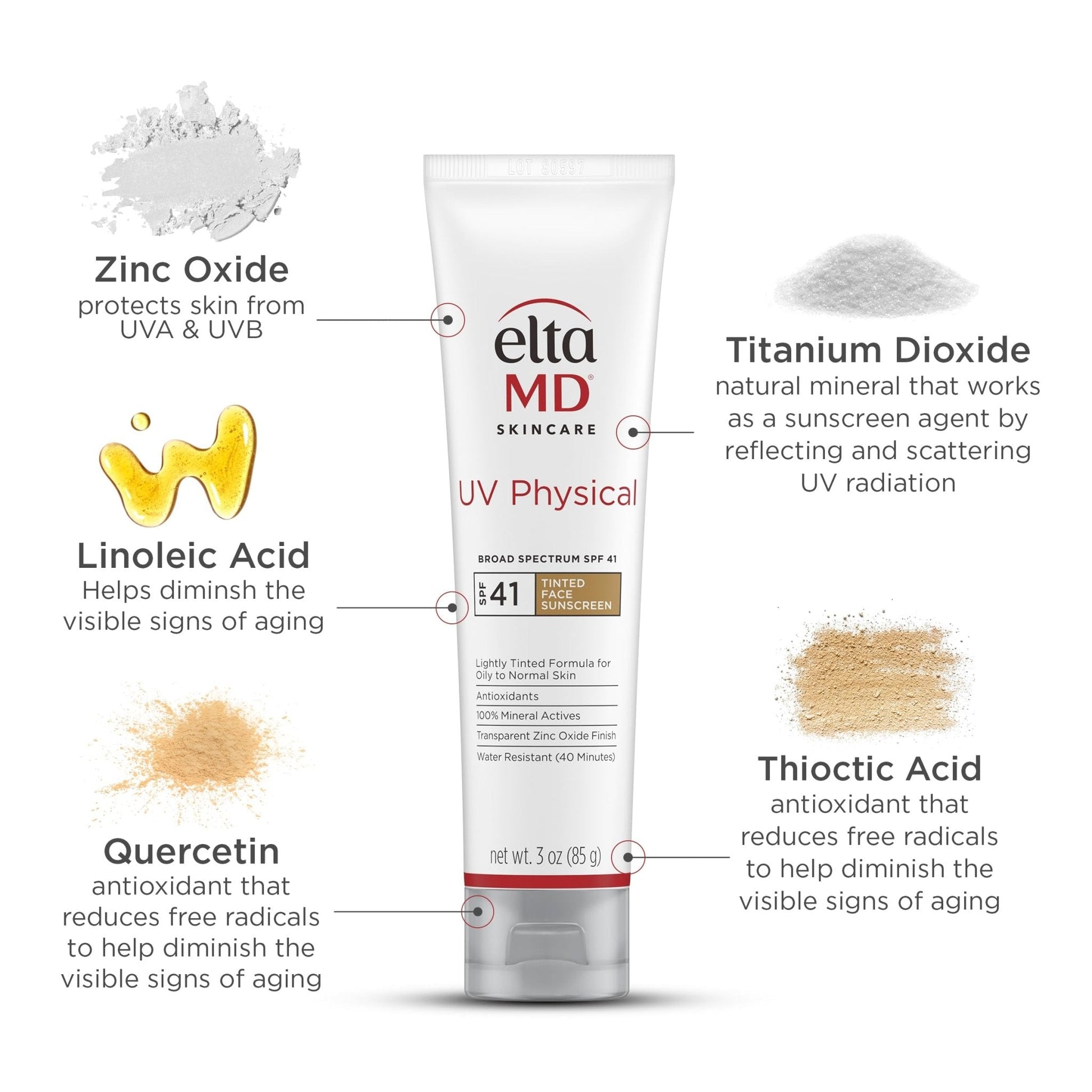 EltaMD UV Physical Tinted Mineral Sunscreen for Face SPF 41, 100% Mineral Actives Tinted Face Lotion, Water Resistant, Paraben-Free - PrimeBioHealth - canada supplements