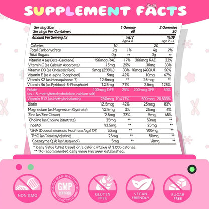 Elysx Kids Methylated Multivitamin Chewable Gummies, MTHFR Supplement with L Methylfolate, Magnesium, Biotin, Choline - PrimeBioHealth - canada supplements