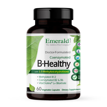 EMERALD LABS B-Healthy - Vegan Vitamin B Complex - Includes Methylated Folic Acid & Full Spectrum B Vitamins - Supports Immune, Brain & Heart Health* - 60 Vegetable Capsules - PrimeBioHealth - canada supplements