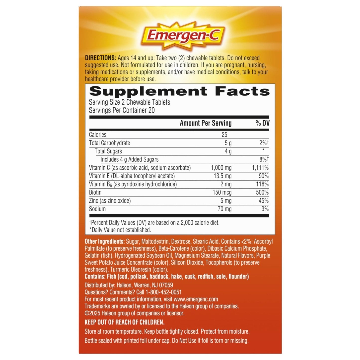 Emergen-C Chewable Vitamin C 1000mg, With B Vitamins And Antioxidants Tablet (40 Count, Orange Blast Flavor), Dietary Supplement - PrimeBioHealth - canada supplements