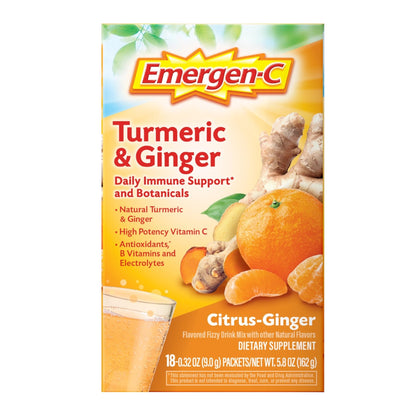 Emergen-C Citrus-Ginger Fizzy Drink Mix, Turmeric and Ginger, Immune Support, Natural Flavors - PrimeBioHealth - canada supplements