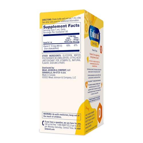 Enfamil Baby Vitamin D-Vi-Sol Liquid Supplement Drops for Infants, Supporting Strong Teeth & Bones in Newborn Babies, Easy-to-Use - PrimeBioHealth - canada supplements