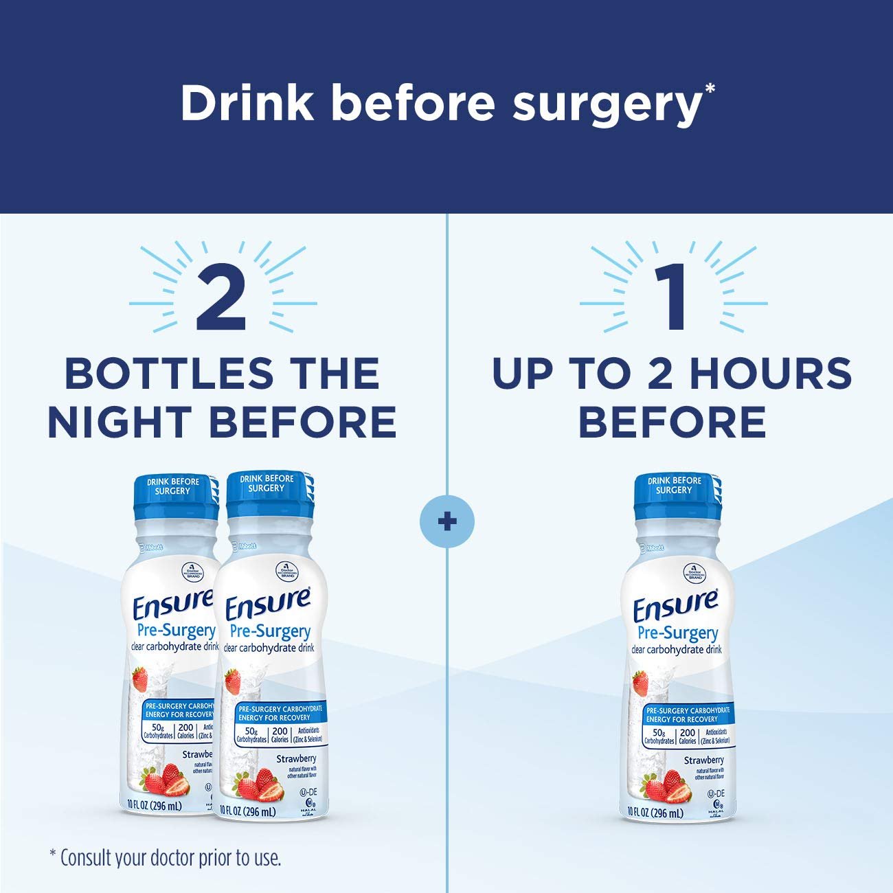 Ensure Pre-Surgery, Clear Carbohydrate Drink, Strawberry, 10 fl oz, 4 Count - PrimeBioHealth - canada supplements