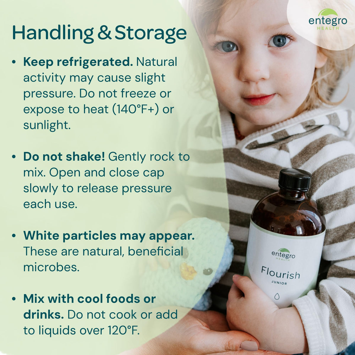 ENTEGRO Flourish Junior Liquid Probiotic & Postbiotic Supplement - Glass | 11 Live Cultures | Gut & Digestive Health for Women, Men & Kids | Organic, Vegan, Allergen Free | USA Made | 16 fl oz - PrimeBioHealth - canada supplements
