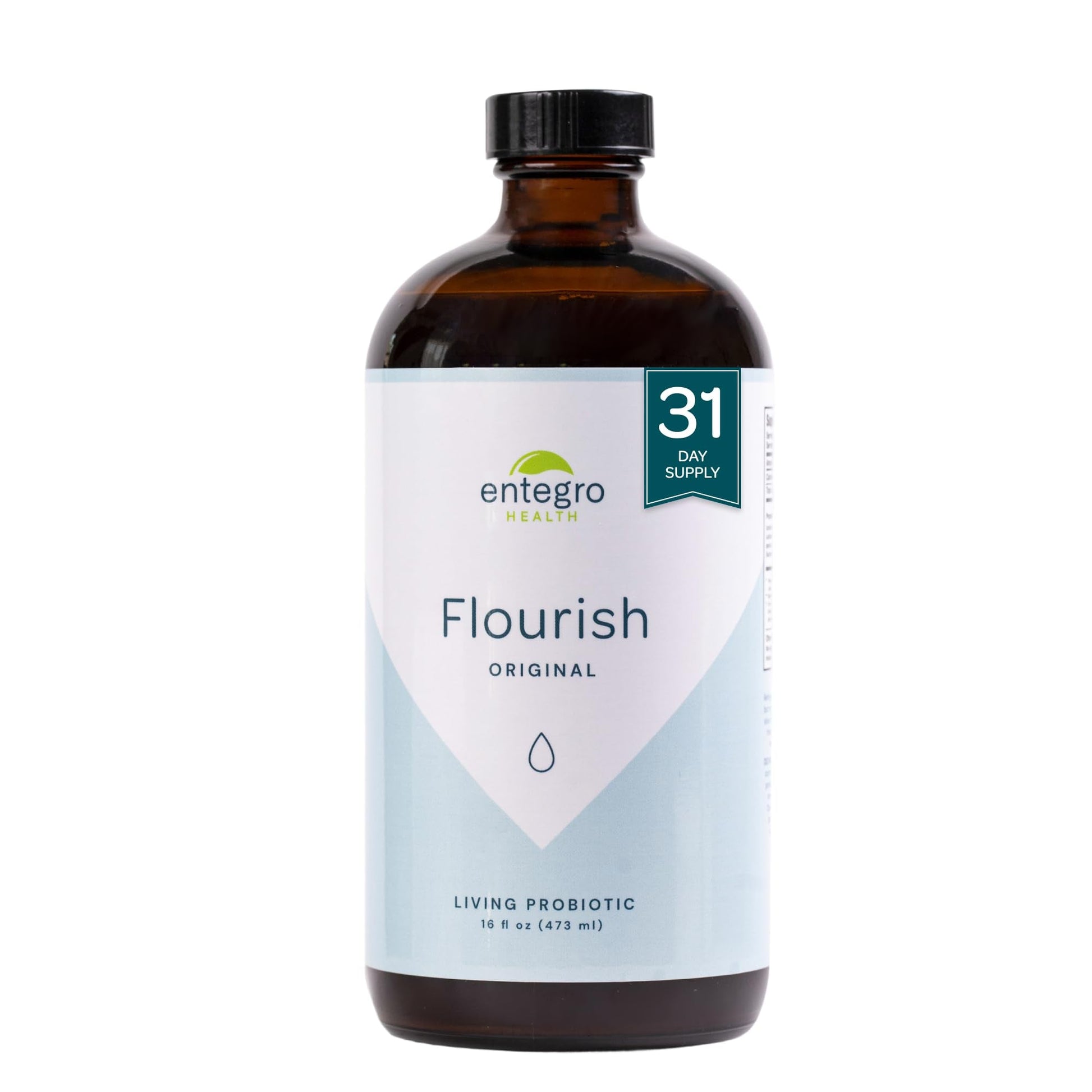 ENTEGRO Flourish Original Liquid Probiotic & Postbiotic Supplement - Glass | 11 Live Cultures | Gut & Digestive Health for Women, Men & Kids | Organic, Vegan - PrimeBioHealth - canada supplements