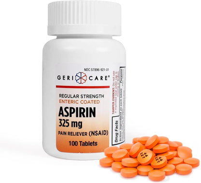 Enteric Coated Aspirin Tablets 325mg (100 Count) by GeriCare- NSAID Pain Reliever & Fever Reducer Coated Aspirin for Adults- Regular Strength Aspirin for Headache Arthritis Menstrual & Muscle Pain - PrimeBioHealth - canada supplements