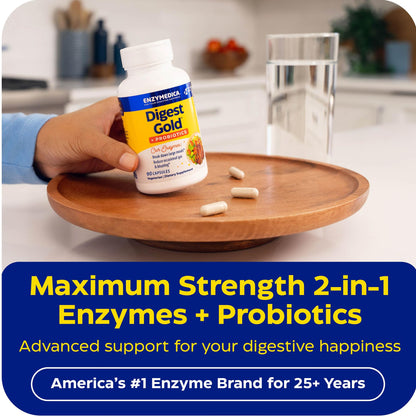 Enzymedica Digest Gold + Probiotics - Digestive Enzyme Supplement for Women & Men, Enzyme and Probiotic Capsules for Digestion, Gut Health Support, - PrimeBioHealth - canada supplements