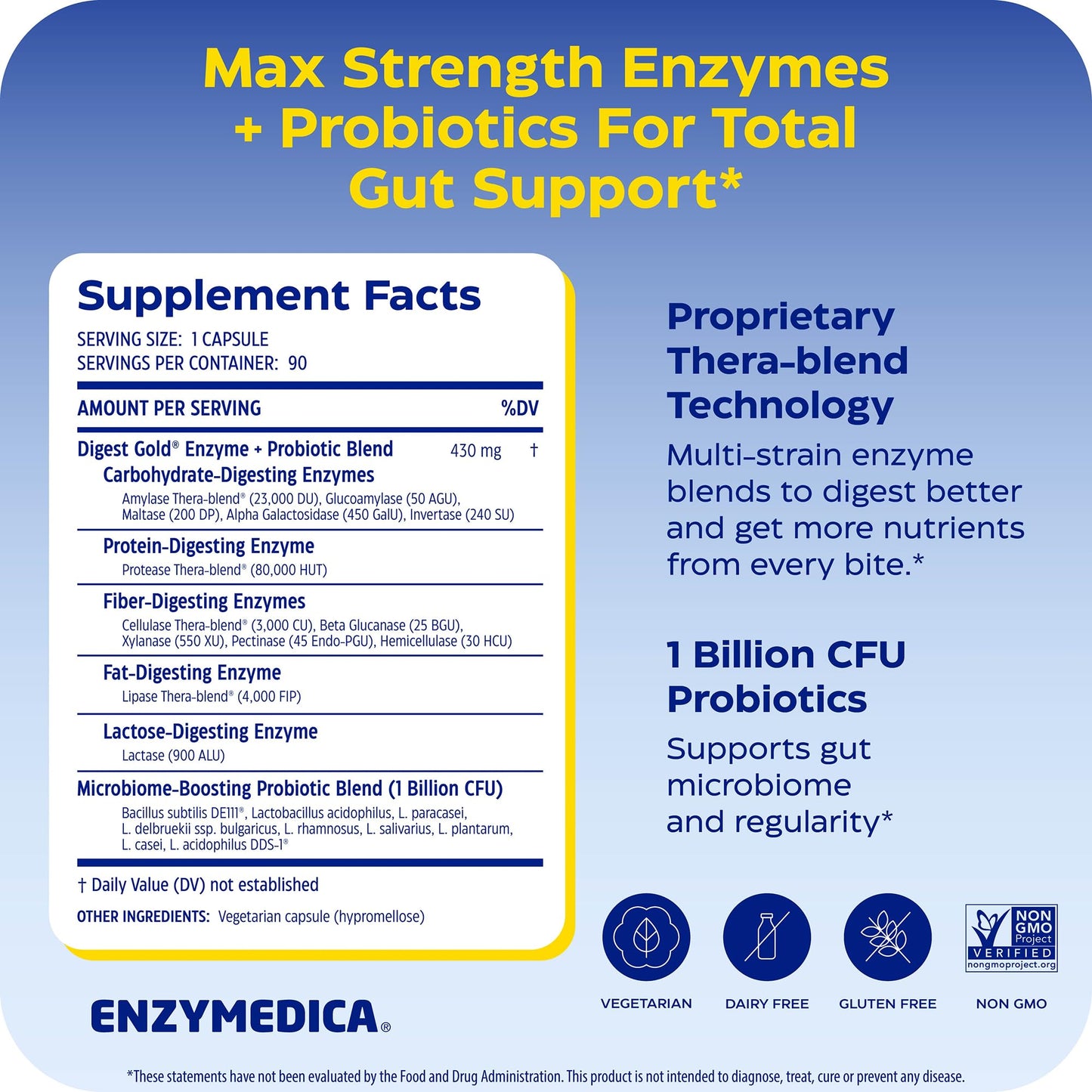 Enzymedica Digest Gold + Probiotics - Digestive Enzyme Supplement for Women & Men, Enzyme and Probiotic Capsules for Digestion, Gut Health Support, - PrimeBioHealth - canada supplements