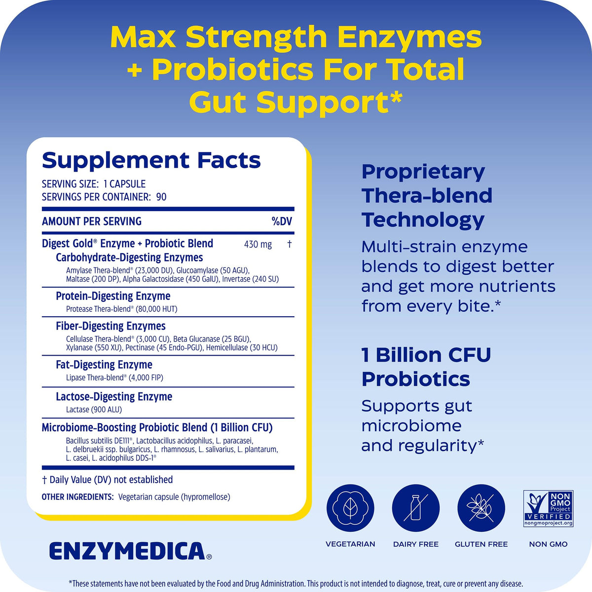 Enzymedica Digest Gold + Probiotics - Digestive Enzyme Supplement for Women & Men, Enzyme and Probiotic Capsules for Digestion, Gut Health Support, - PrimeBioHealth - canada supplements
