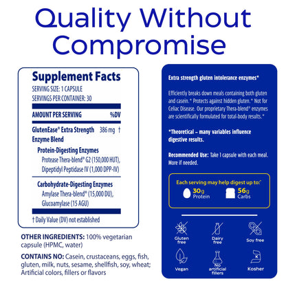 Enzymedica - GlutenEase Extra Strength, Complete Gluten & Casein Formula with Digestive Enzymes + DPP-IV, 30 Capsules - PrimeBioHealth - canada supplements